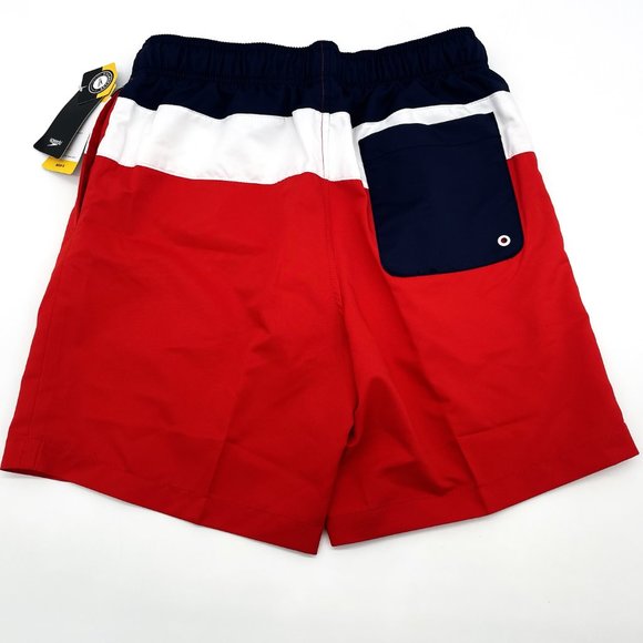 Speedo Mens Size‎ Small 18" Outseam Red White Blue UPF 50+ Swimming Trunks-NWT - Picture 4 of 5